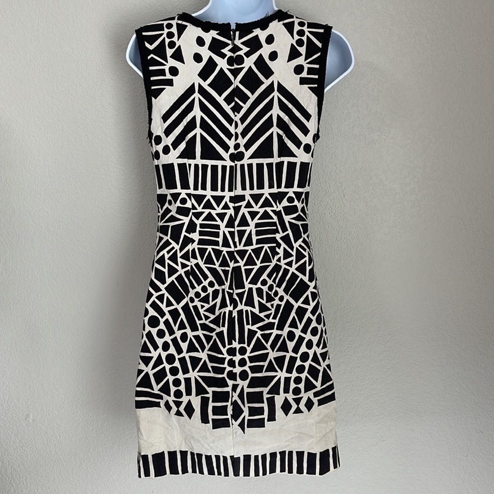 Artelier Nicole Miller Geometric Linen Sleeveless Sheath Dress Size 4 Career - Picture 4 of 9